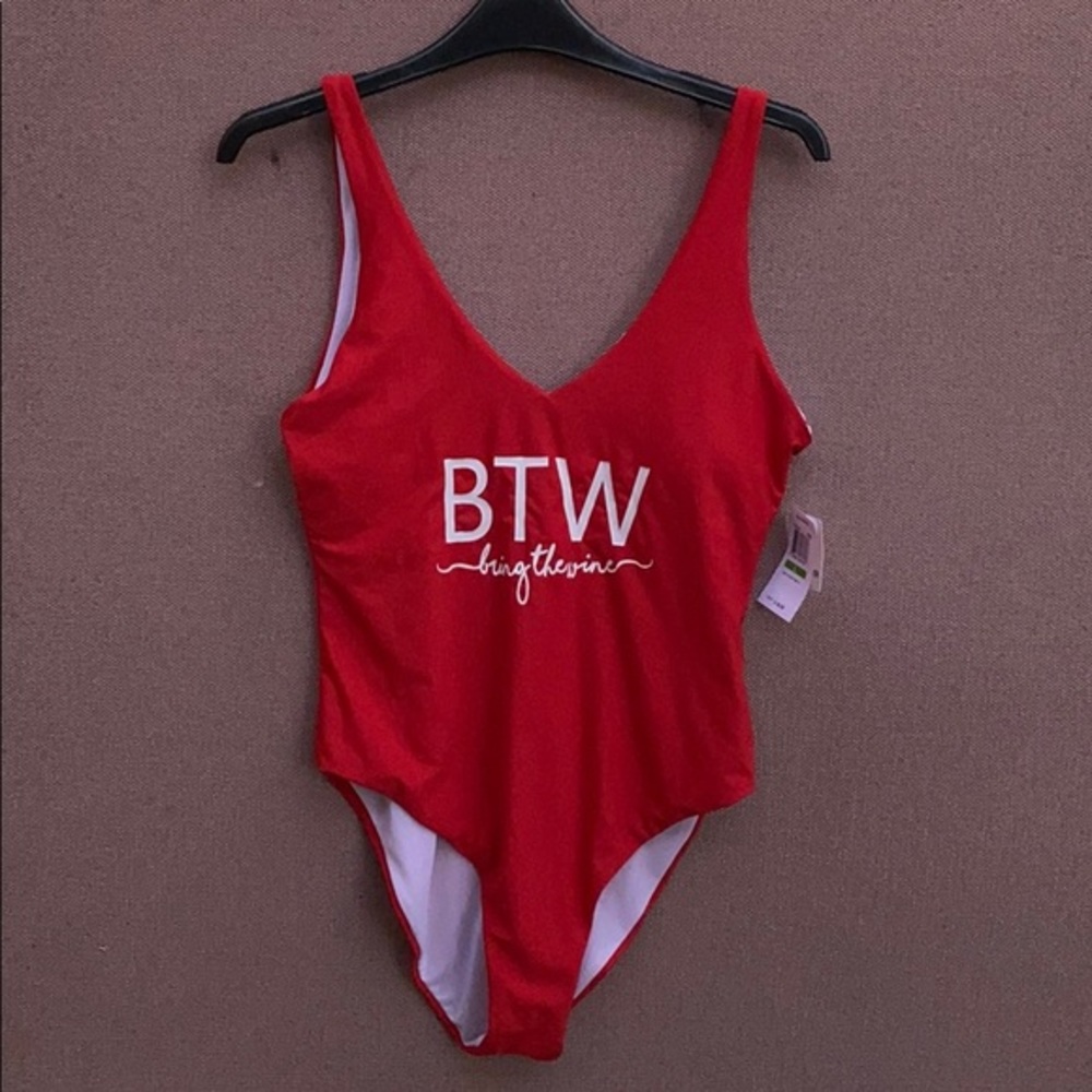 Beach Lingo “ BTW‎ Bring the Wine ” One Piece swim bathing suit